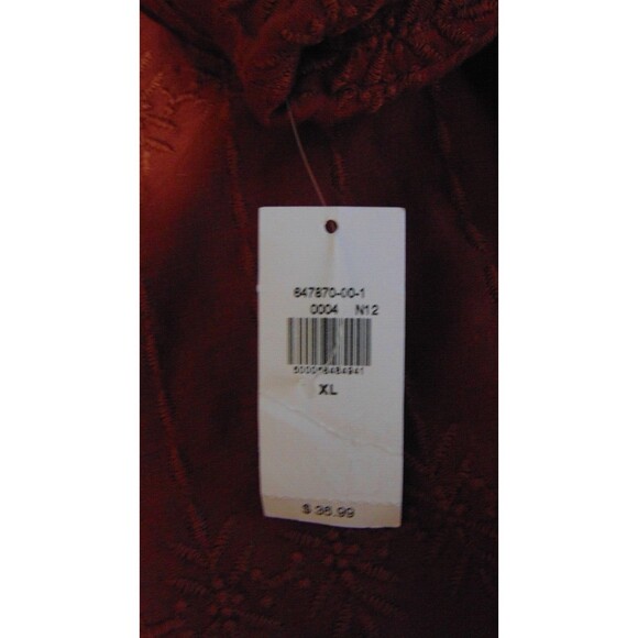 New Old Navy Peasant Top Womens Size XL Button up Embroidered Copper Boho - Picture 8 of 9